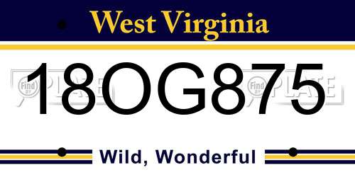 18OG875 West Virginia License Plate
