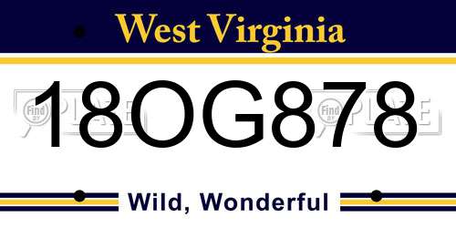 18OG878 West Virginia License Plate
