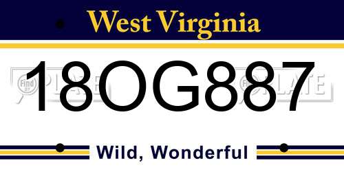 18OG887 West Virginia License Plate
