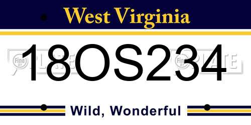 18OS234 West Virginia License Plate
