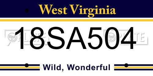 18SA504 West Virginia License Plate