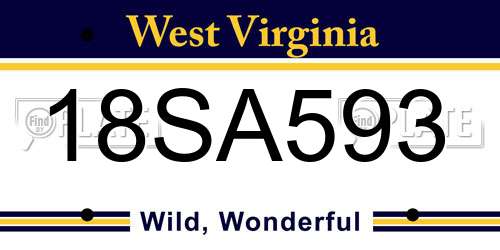 18SA593 West Virginia License Plate