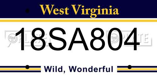 18SA804 West Virginia License Plate