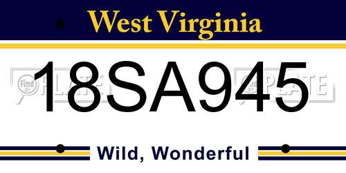 18SA945 West Virginia License Plate