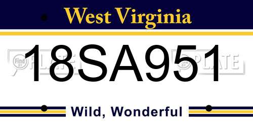 18SA951 West Virginia License Plate