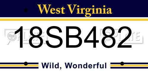 18SB482 West Virginia License Plate