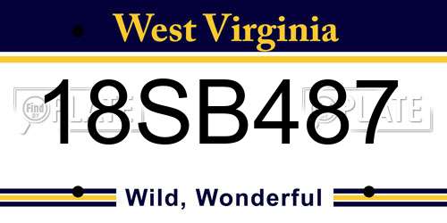 18SB487 West Virginia License Plate