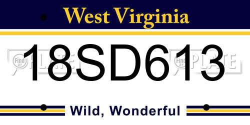 18SD613 West Virginia License Plate