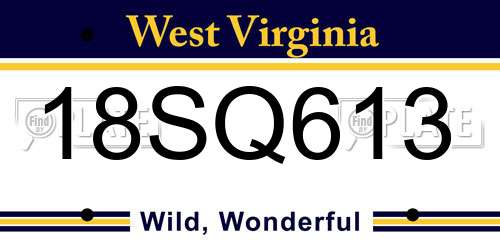 18SQ613 West Virginia License Plate