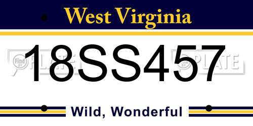 18SS457 West Virginia License Plate