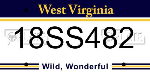18SS482 West Virginia License Plate