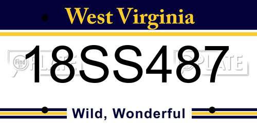 18SS487 West Virginia License Plate