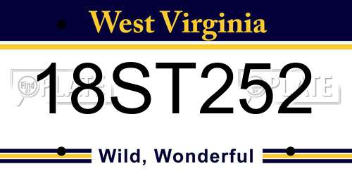 18ST252 West Virginia License Plate
