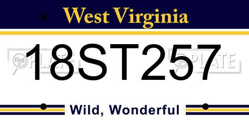 18ST257 West Virginia License Plate
