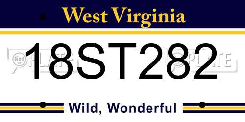 18ST282 West Virginia License Plate