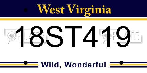 18ST419 West Virginia License Plate