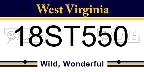 18ST550 West Virginia License Plate