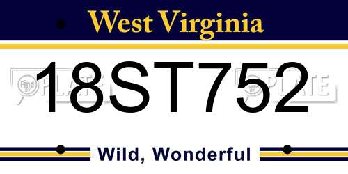 18ST752 West Virginia License Plate
