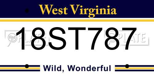 18ST787 West Virginia License Plate