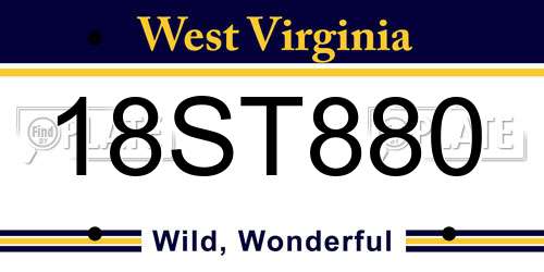 18ST880 West Virginia License Plate