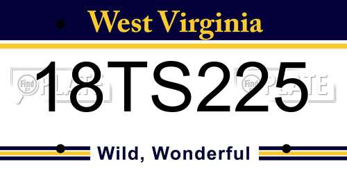 18TS225 West Virginia License Plate