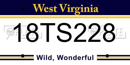 18TS228 West Virginia License Plate