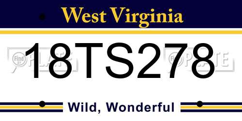 18TS278 West Virginia License Plate