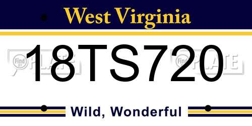 18TS720 West Virginia License Plate