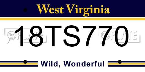 18TS770 West Virginia License Plate