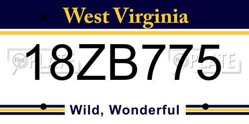 18ZB775 West Virginia License Plate