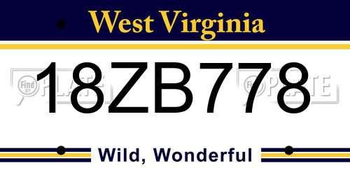 18ZB778 West Virginia License Plate