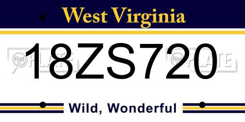 18ZS720 West Virginia License Plate