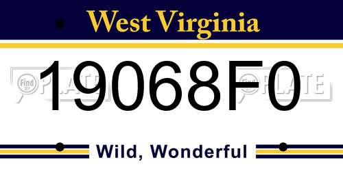 19068F0 West Virginia License Plate