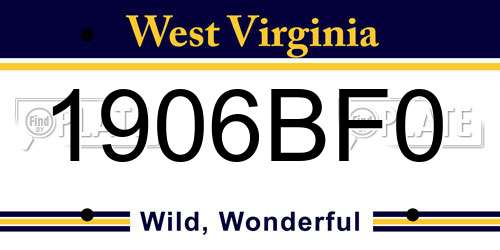 1906BF0 West Virginia License Plate