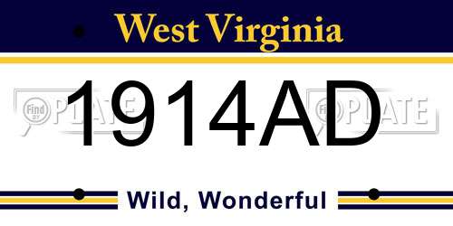 1914AD West Virginia License Plate