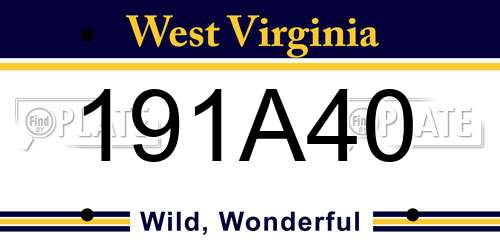 191A40 West Virginia License Plate