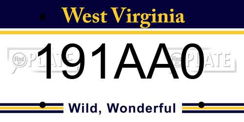 191AA0 West Virginia License Plate