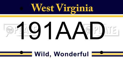 191AAD West Virginia License Plate