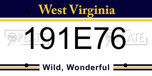 191E76 West Virginia License Plate