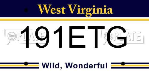 191ETG West Virginia License Plate