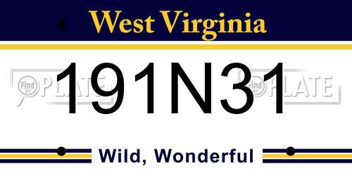 191N31 West Virginia License Plate