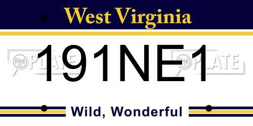 191NE1 West Virginia License Plate