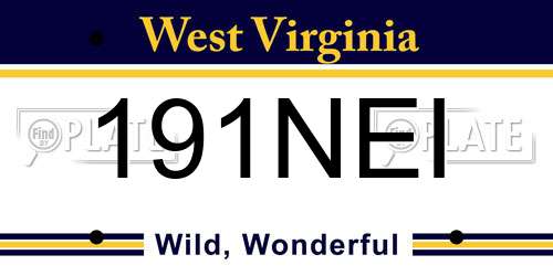 191NEI West Virginia License Plate
