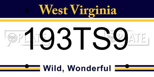 193TS9 West Virginia License Plate
