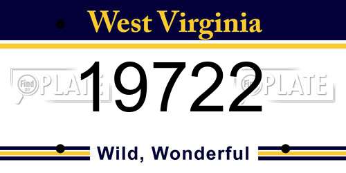 19722 West Virginia License Plate