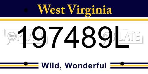 197489L West Virginia License Plate