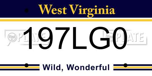 197LG0 West Virginia License Plate