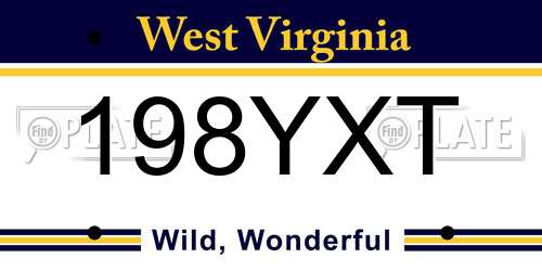 198YXT West Virginia License Plate