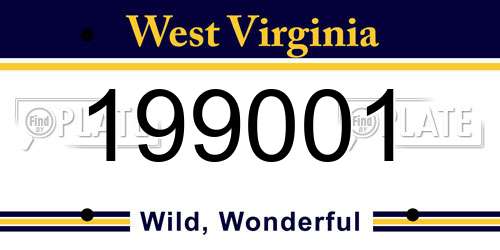 199001 West Virginia License Plate