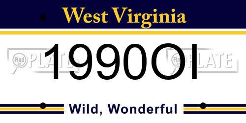1990OI West Virginia License Plate